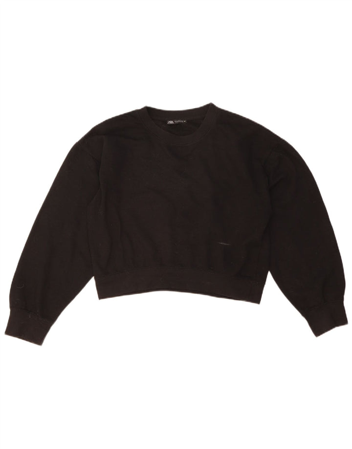 ZARA Mujer Crop Sudadera Oversize Jersey UK 10 Small Negro
