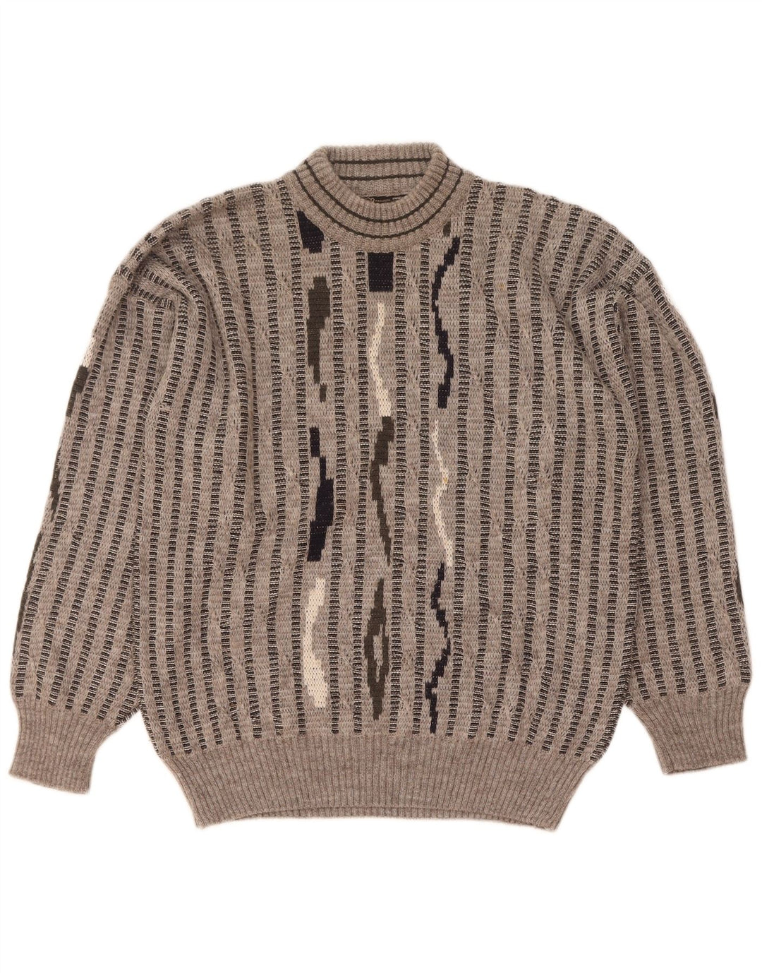 Mapier Hombre Jersey Con Cuello Alto De Lana A Rayas Gris Medio