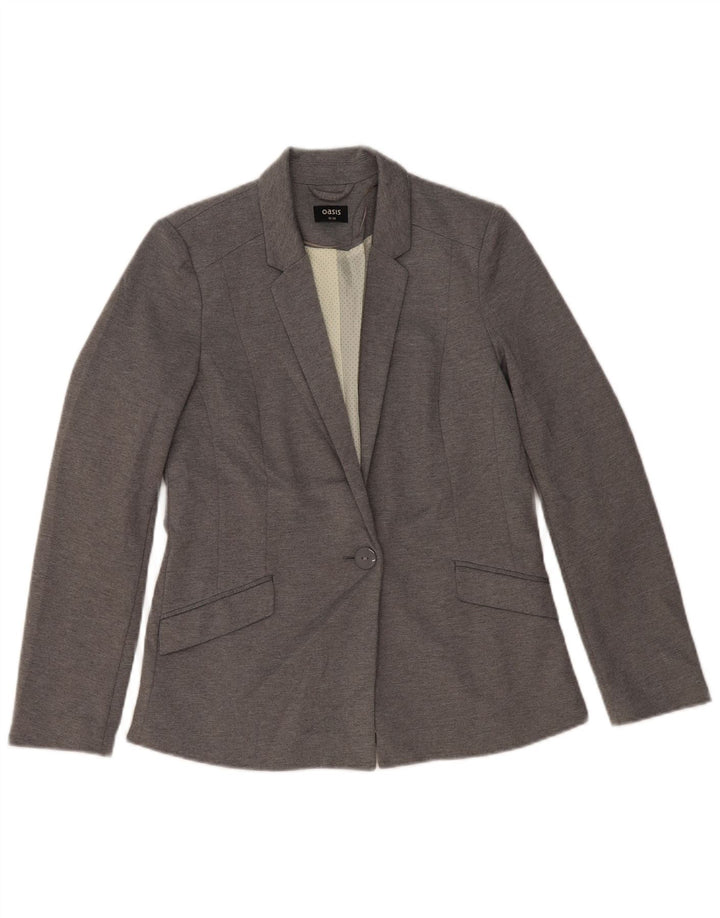 OASIS Chaqueta tipo blazer con 1 botón para mujer UK 10 Small Grey Poliéster