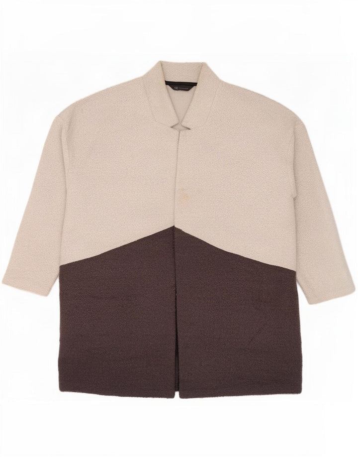 Marks & Spencer Abrigo abierto para mujer UK 20 2XL Gris Colorblock Poliéster