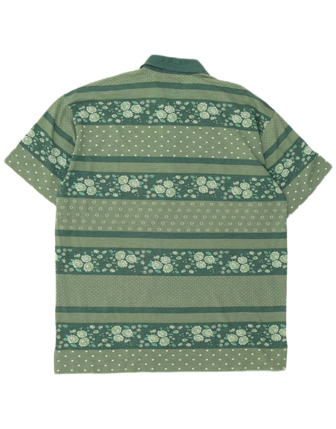 BENETTON Mens Polo Shirt Large Green Floral