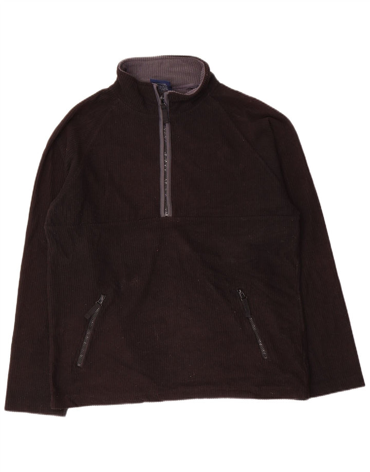 Marks & Spencer Jersey de forro polar con cuello y cremallera en azul Harbor para hombre, talla pequeña, negro