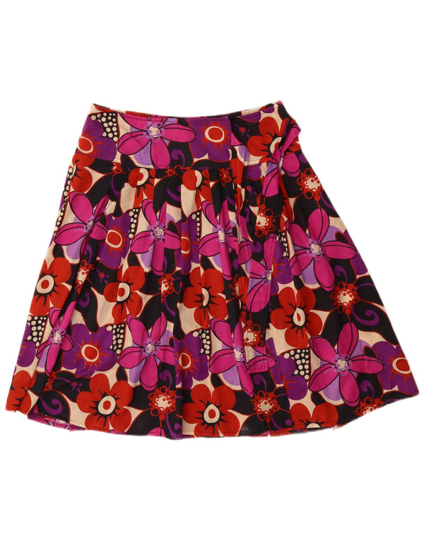 Vintage mujer abrigo falda IT 46 grande W32 multicolor floral algodón retro
