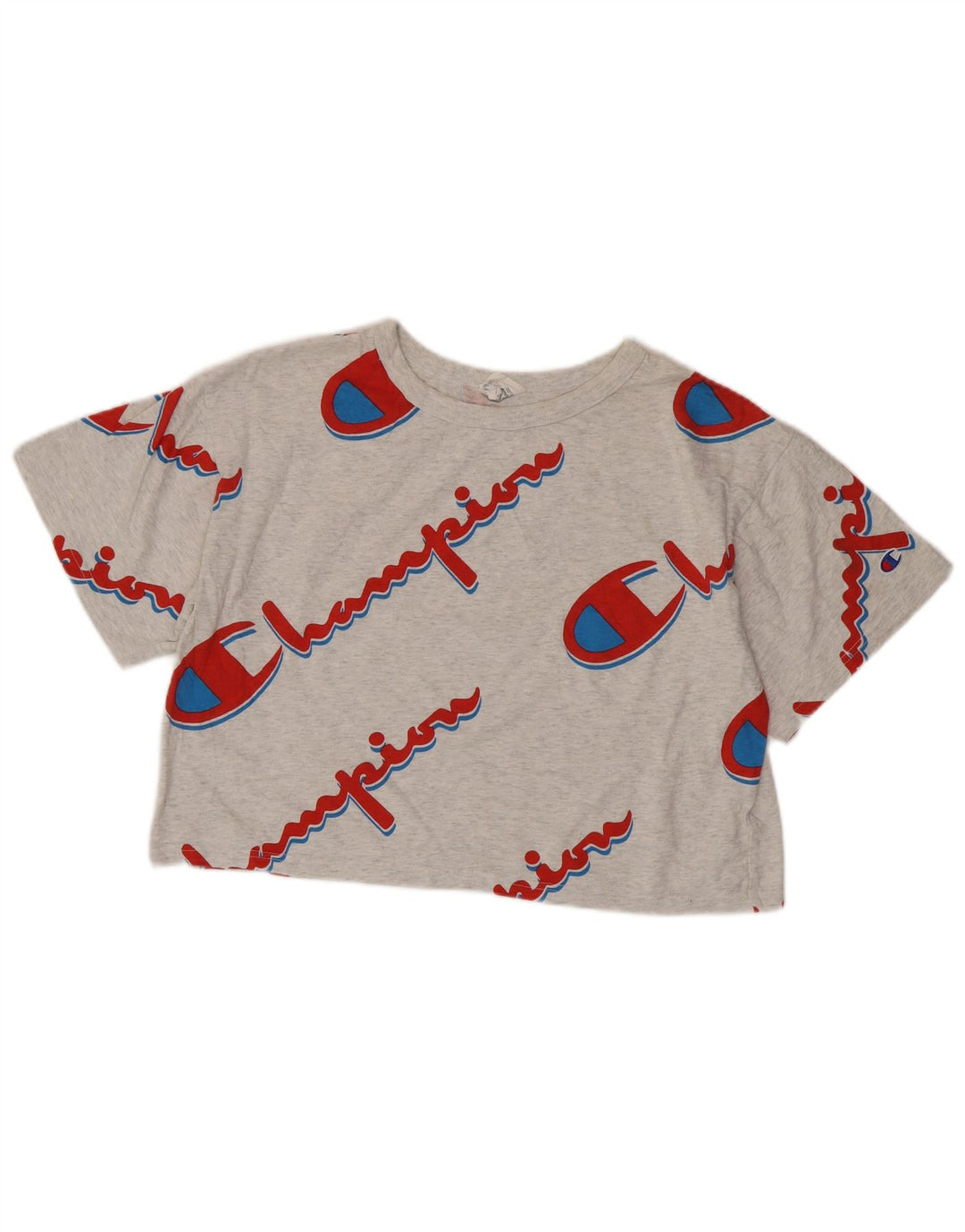 CHAMPION Camiseta corta con gráfico de tejido inverso para mujer UK 40 Grande Gris