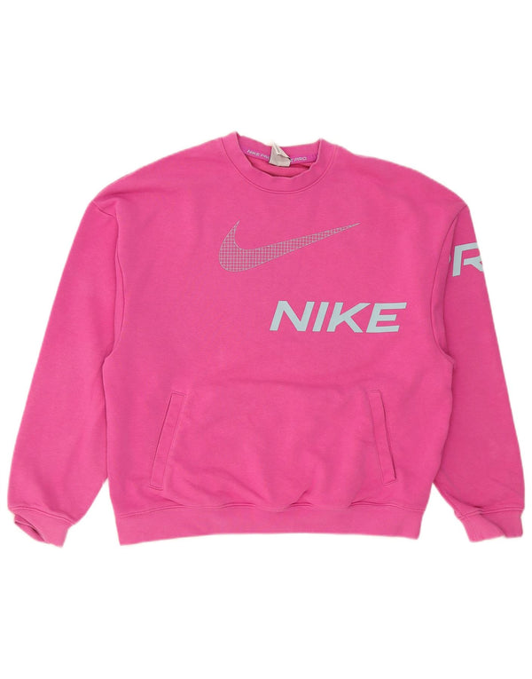 Nike Sudadera de gran tamaño con gráfico para mujer UK 10 Small Pink Cotton