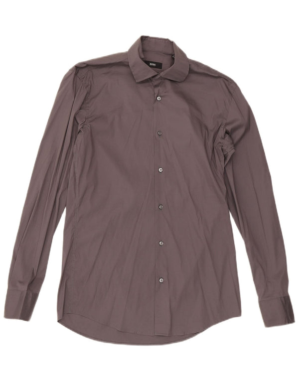Hugo Boss Camisa Slim Fit para hombre Talla 37 14 1/2 Algodón gris pequeño