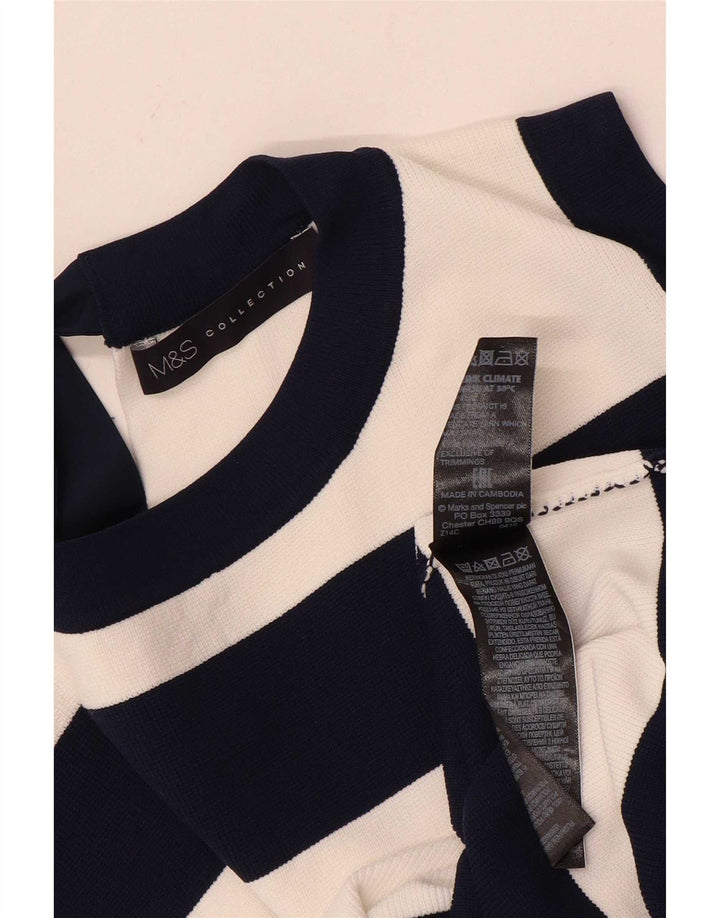 Marks & Spencer - Camiseta sin mangas para mujer, talla 40, talla mediana, poliamida a rayas, color azul marino