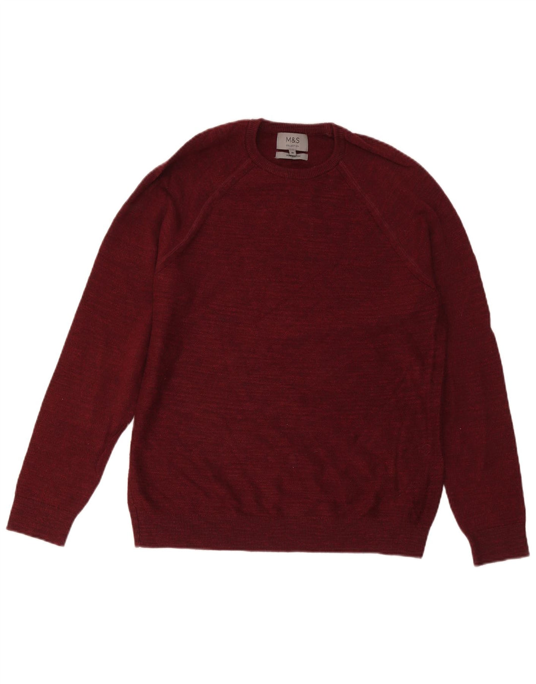 Marks & Spencer Jersey de cuello redondo para hombre de algodón burdeos medio