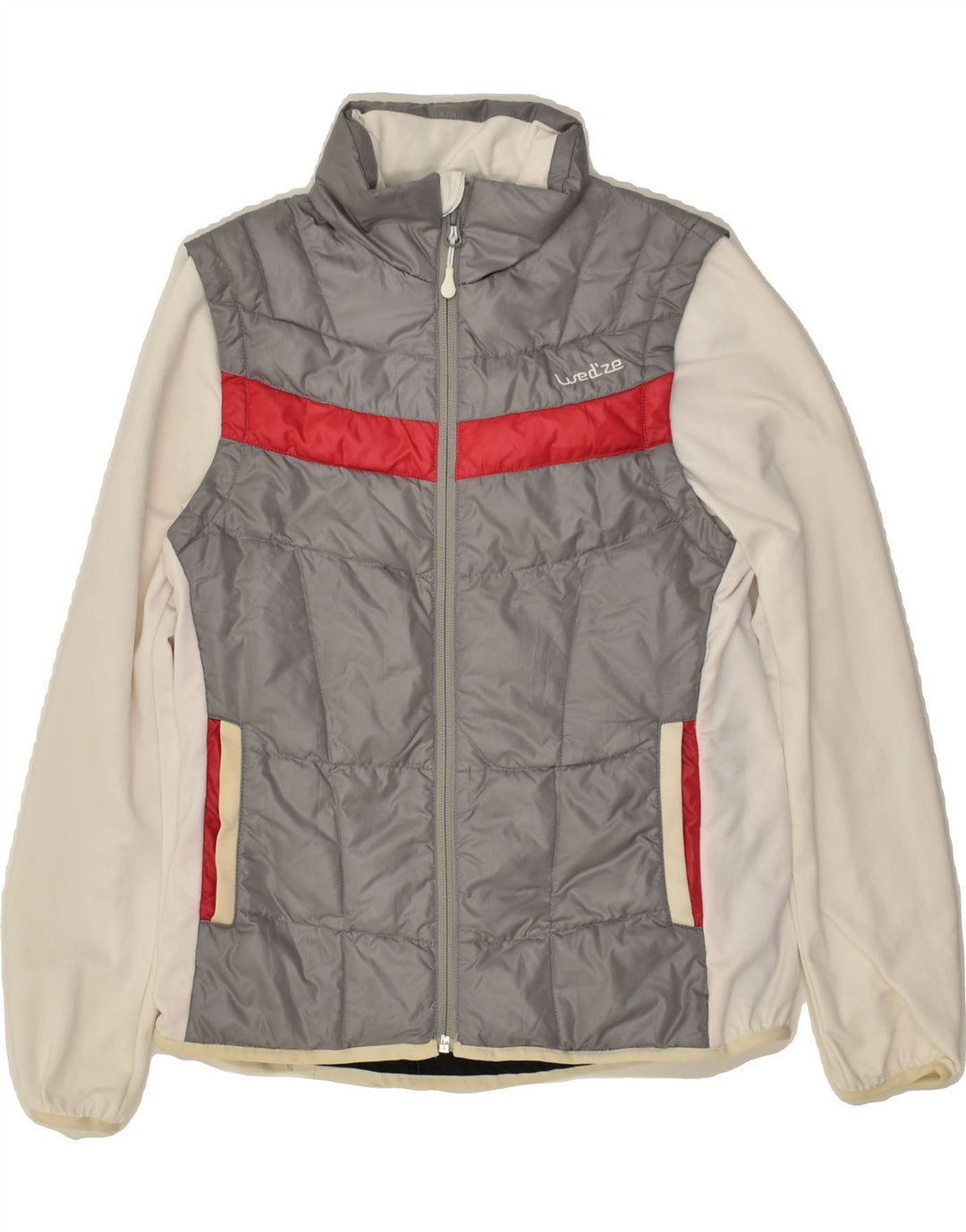 VINTAGE Chaqueta acolchada para mujer Reino Unido 6 XS Gris Colorblock Poliéster