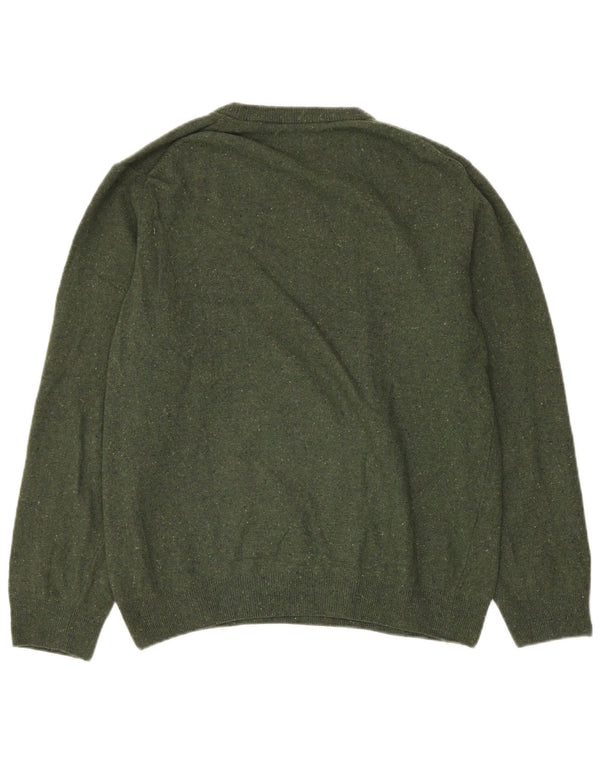 GANT Suéter tipo jersey con cuello redondo para mujer UK 46 Large Lana moteada verde