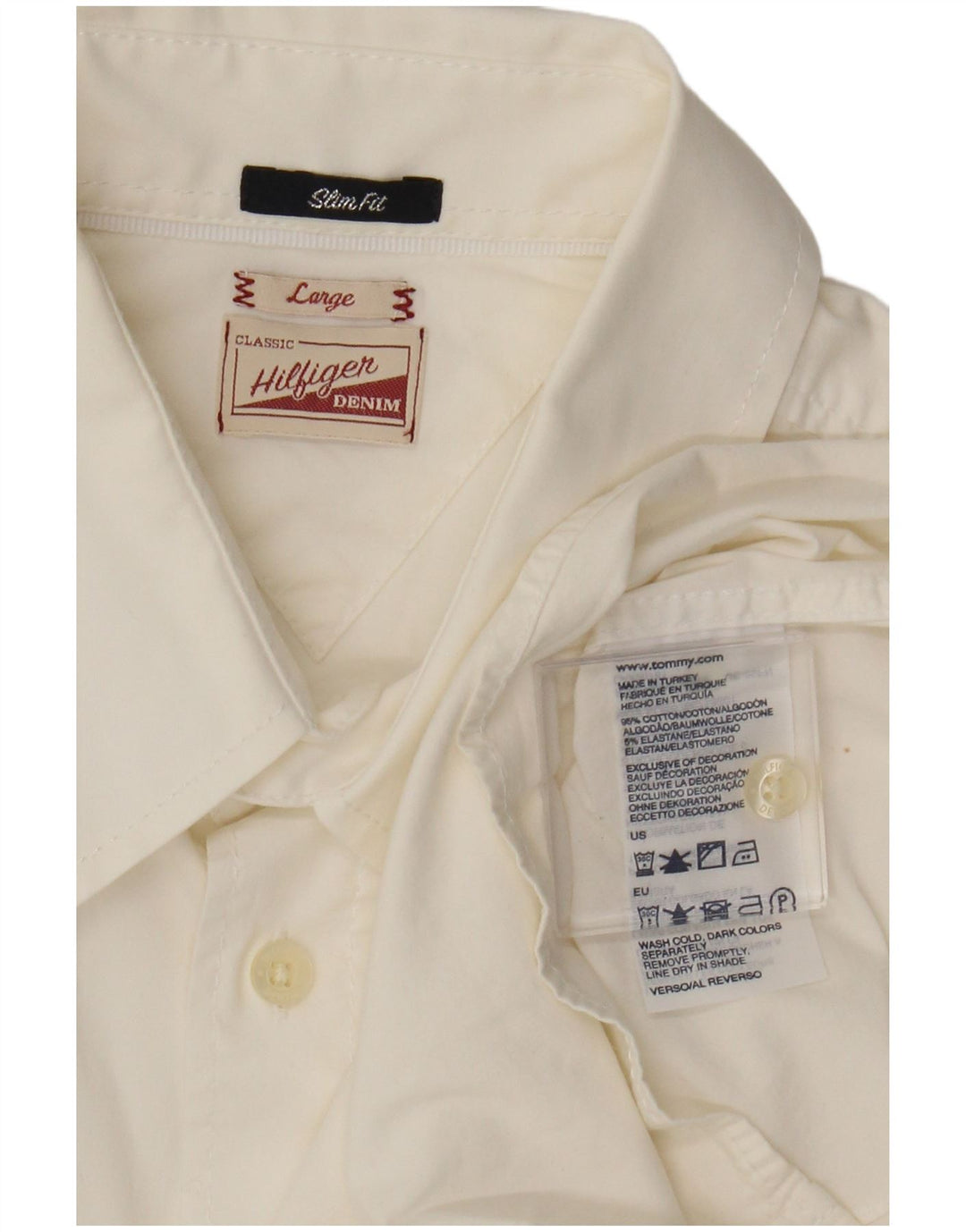 Camisa Tommy Hilfiger Slim Fit para hombre de algodón blanco grande