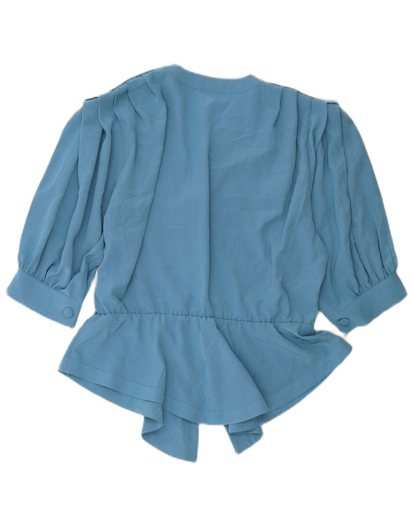 MARIO PUCCI CECCONI Blusa camisera de manga corta para mujer IT 42 Azul medio