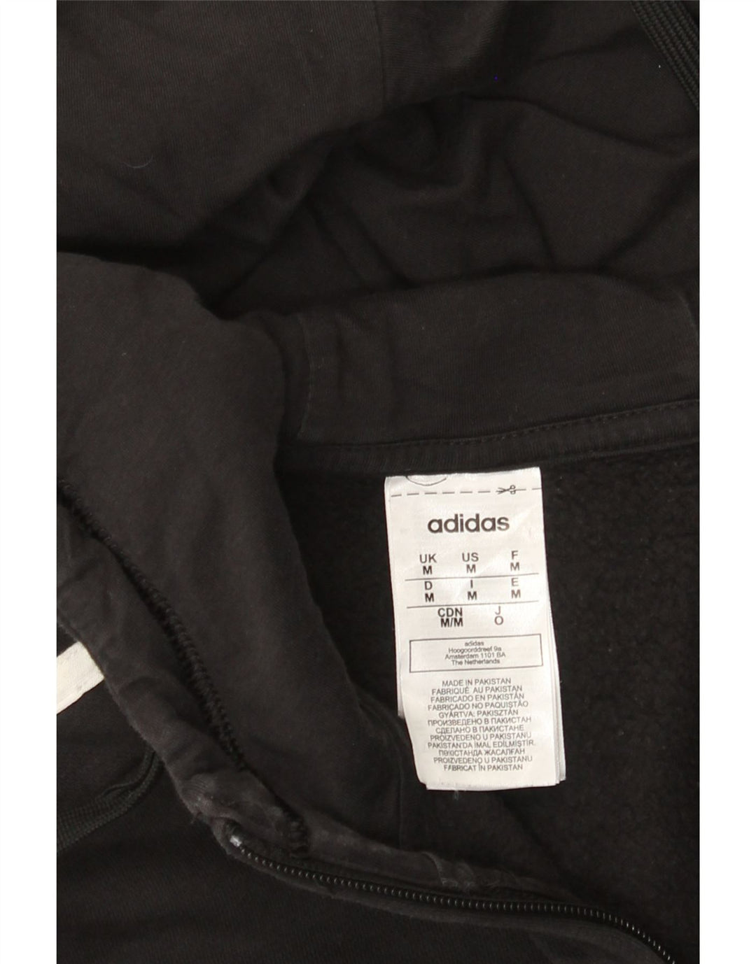 Adidas - Sudadera con capucha y cremallera para hombre, algodón negro mediano