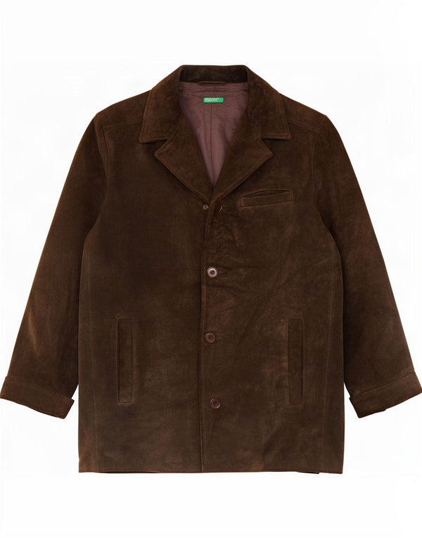 Chaqueta de ante para hombre Benetton ES 38 Medium Khaki Leather