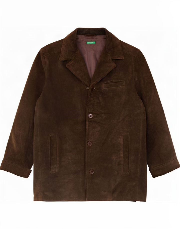 Chaqueta de ante para hombre Benetton ES 38 Medium Khaki Leather