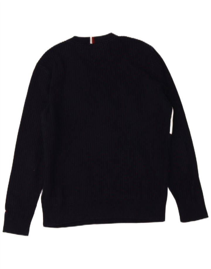 Tommy Hilfiger Jersey con cuello redondo para hombre, color azul marino medio