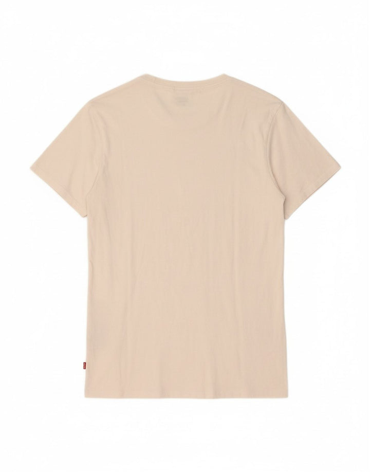 LEVI'S Womens Graphic T-Shirt Top UK 14 Medium Off White Cotton