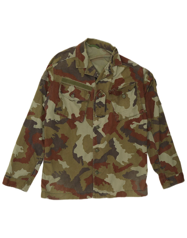 VINTAGE Camisa militar para hombre Camuflaje caqui medio