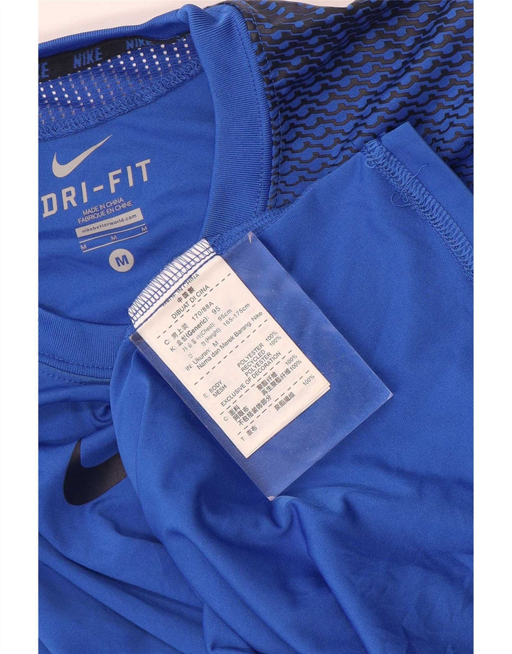 Camiseta Nike Dri Fit Graphic para hombre, parte superior de poliéster azul medio