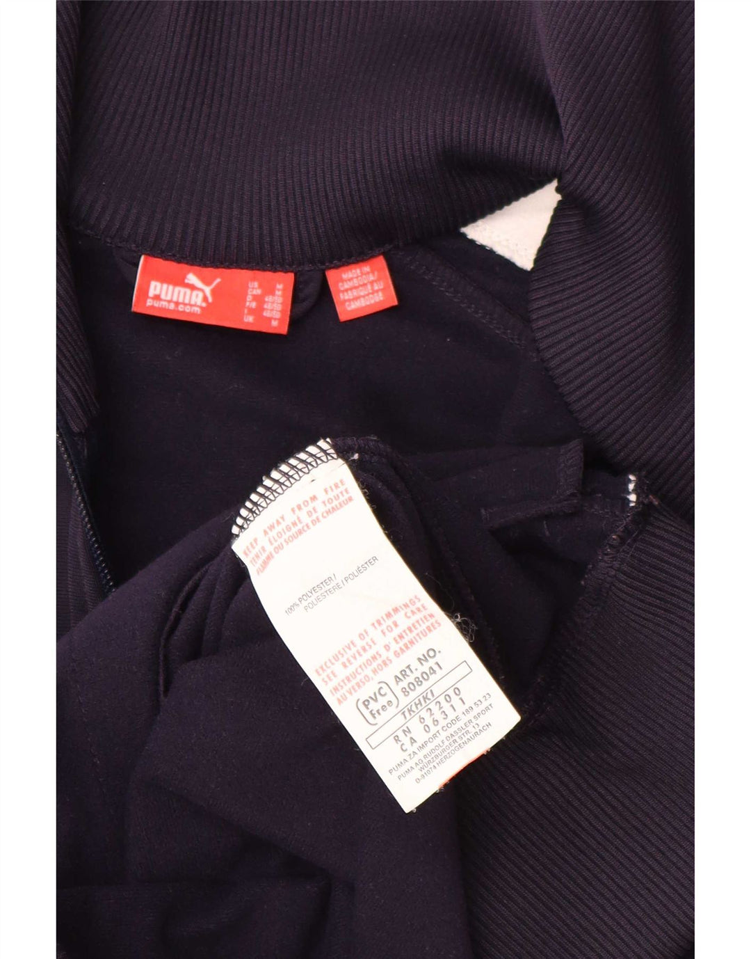 Puma Chaqueta superior de chándal para hombre Poliéster color block azul marino mediano