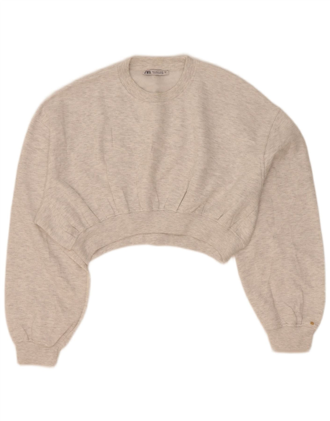 Zara Mujer Crop Sudadera De Gran Tamaño Jersey UK 10 Small Gris Moteado