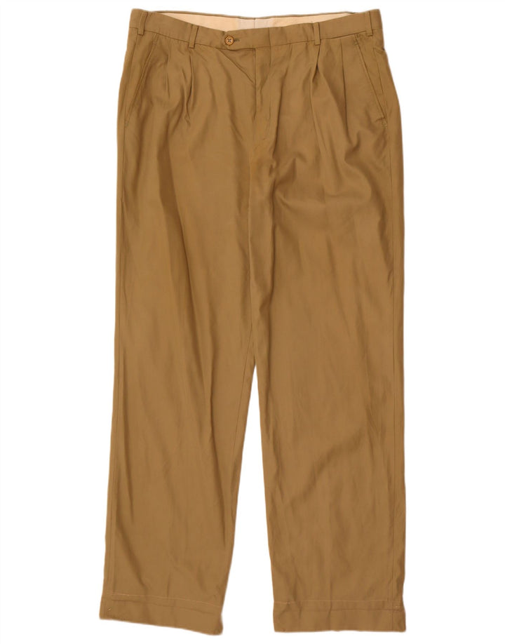Burberrys Pantalón de traje con pinzas para hombre IT 52 Large W36 L32 Beige