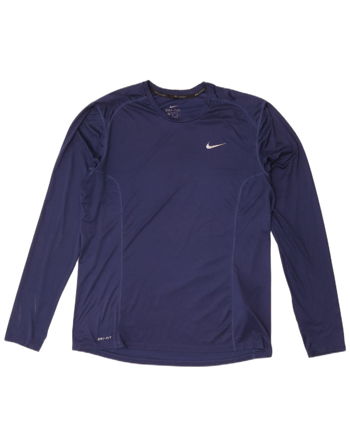 Nike Hombre Dri Fit Top Manga Larga XL Poliéster Azul Marino