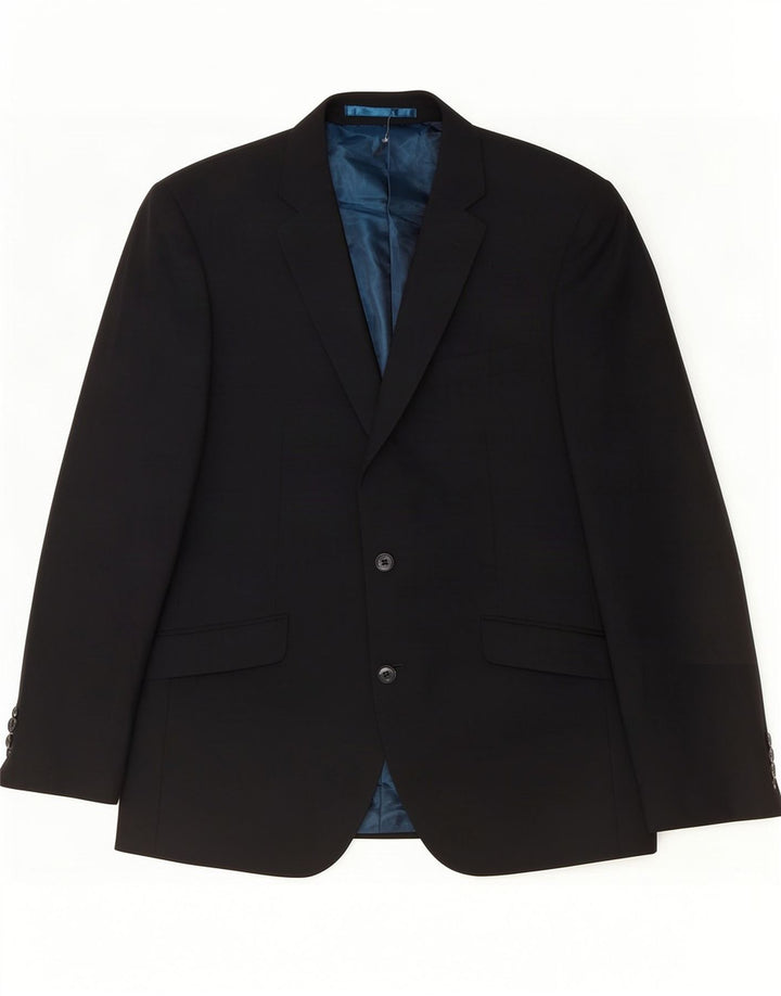 Marks & Spencer Chaqueta tipo blazer con 2 botones para hombre, talla 42, talla grande, lana negra
