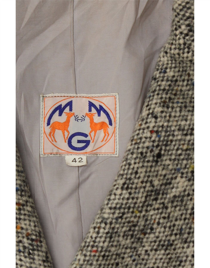VINTAGE Abrigo cruzado de mujer IT 42 Espiga gris medio