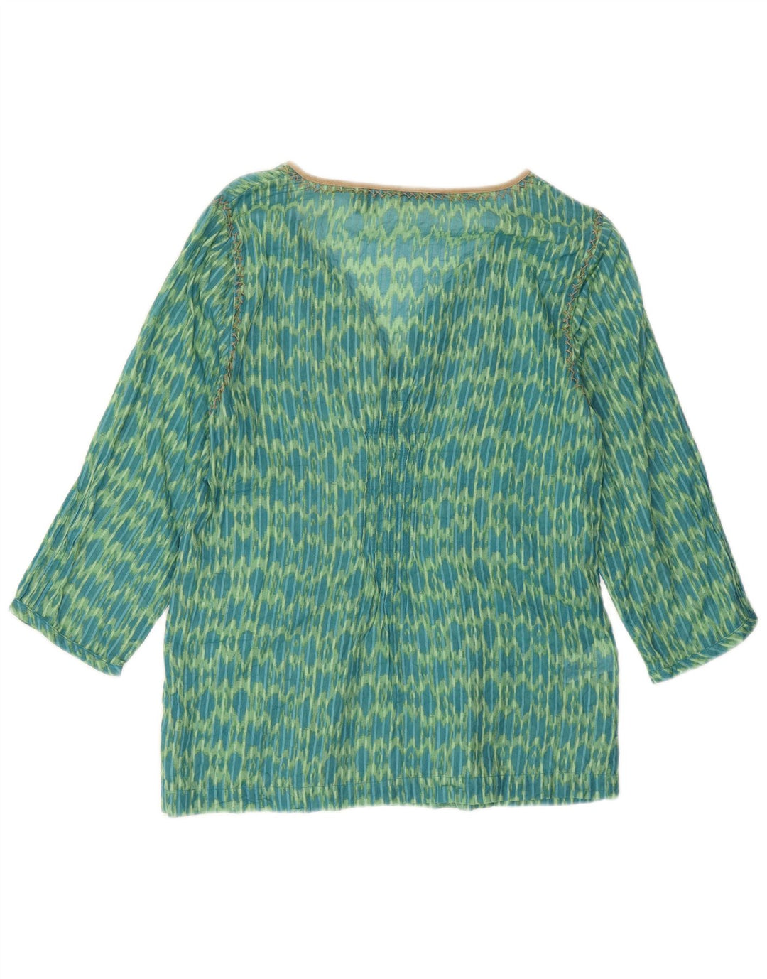 Eddie Bauer Top tipo túnica de manga 3/4 para mujer UK 6 XS Algodón Ikat verde