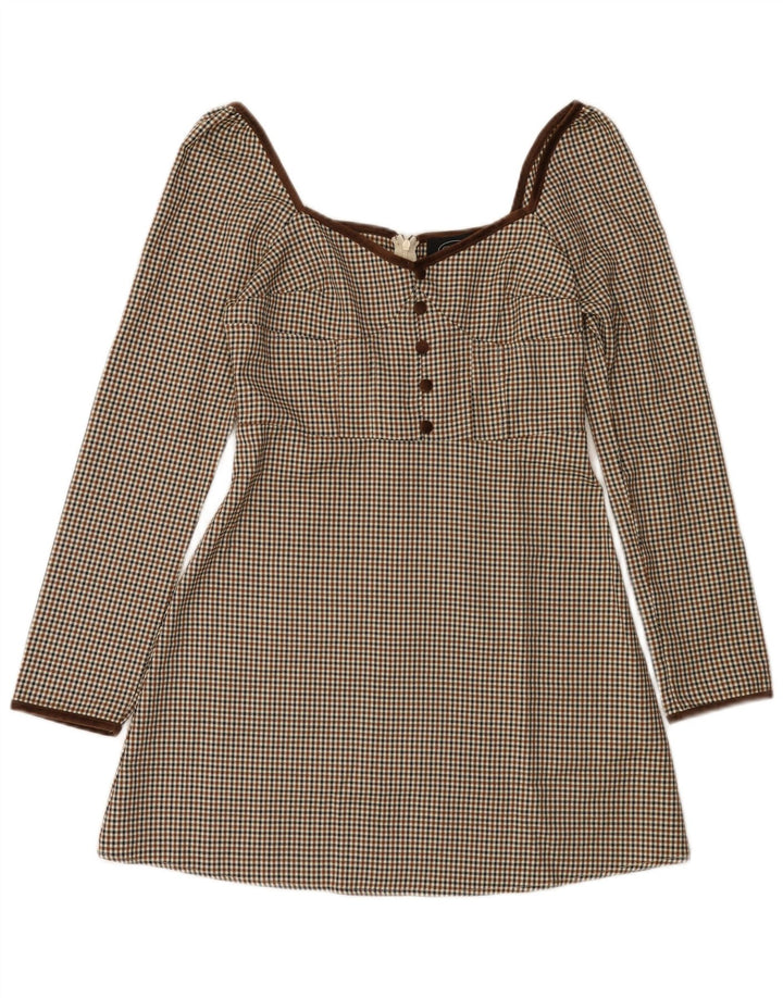 Cider Vestido acampanado con hombros descubiertos para mujer UK 42 Marrón medio Pata de gallo