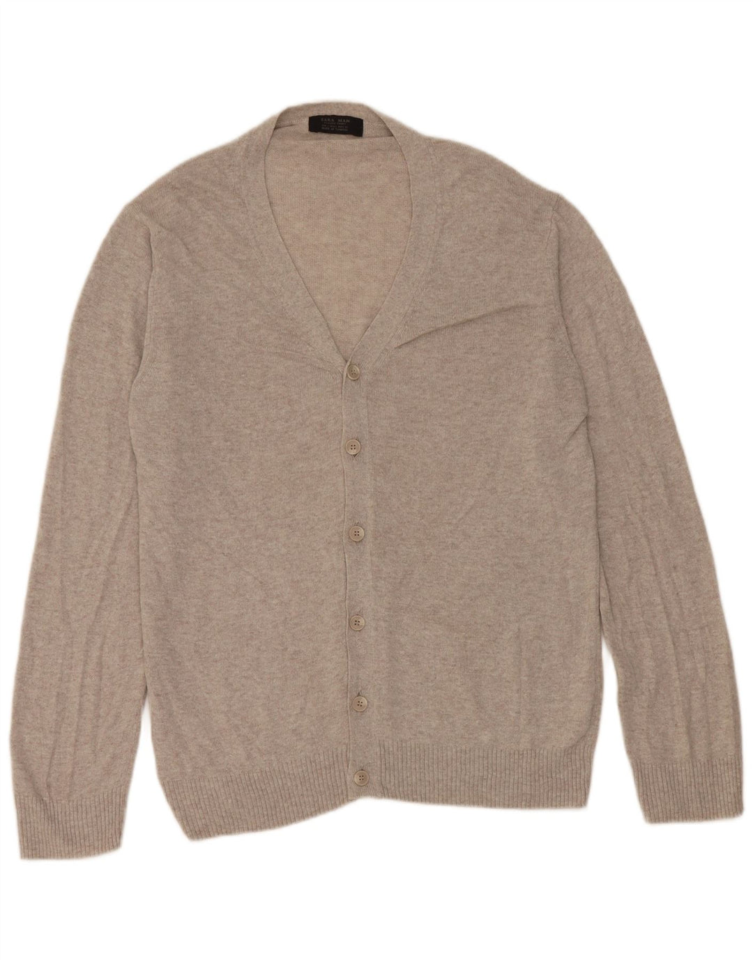 Zara Hombre Jersey Cárdigan Grande Viscosa Moteada Gris