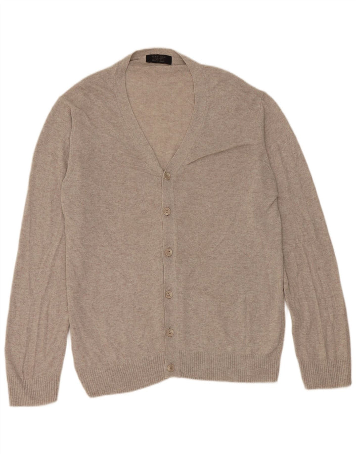 Zara Hombre Jersey Cárdigan Grande Viscosa Moteada Gris