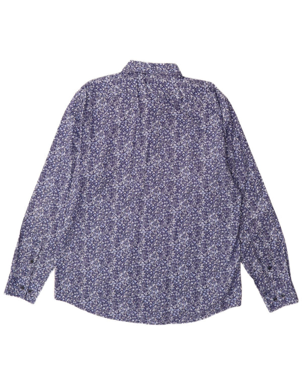Camisa Hugo Boss Hombre Regular Fit Talla 43 17 XL Algodón Floral Azul