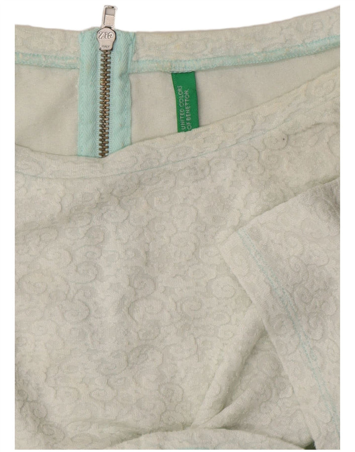 BENETTON Blusa corta para mujer UK 44 Medio Blanco