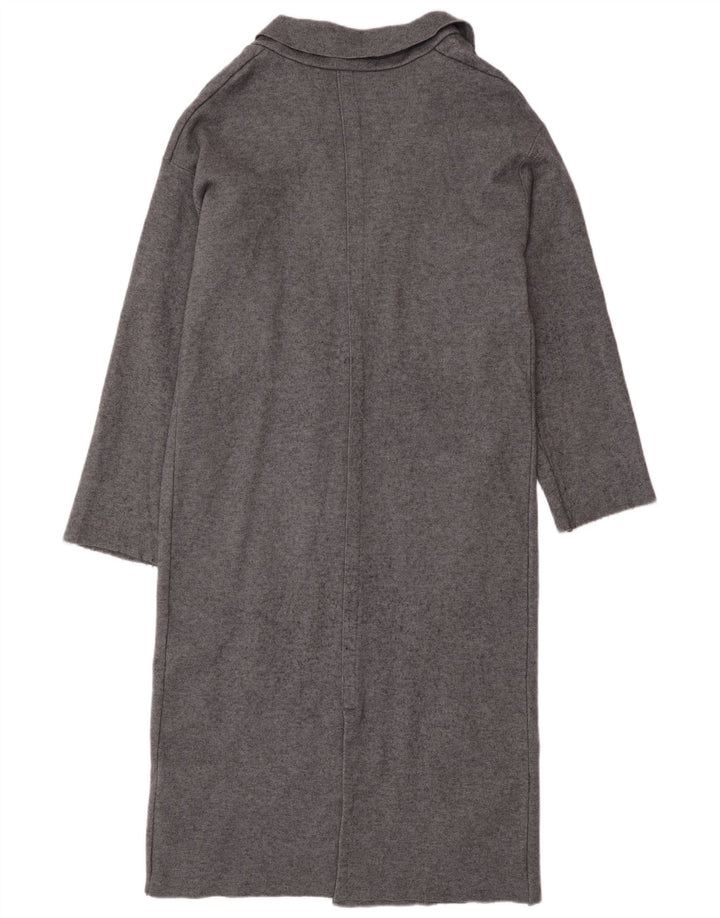 Zara Mujer Jersey Cárdigan Largo UK 44 Viscosa Gris Medio
