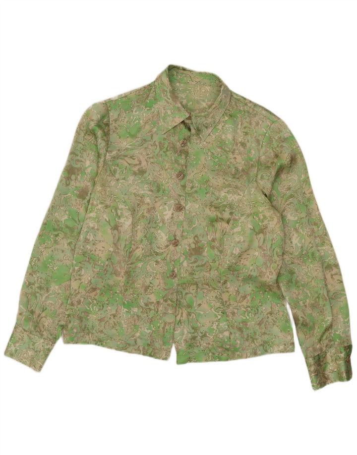 Camisa vintage para mujer Reino Unido 14 Paisley verde medio