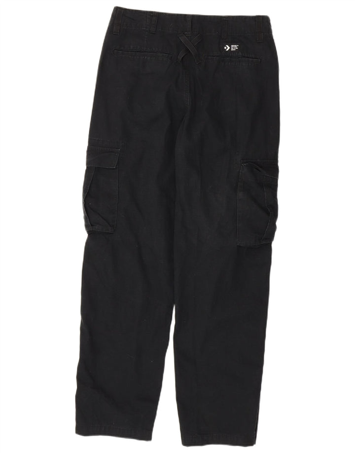 CONVERSE Pantalones cargo rectos para mujer W27 L28 Algodón negro