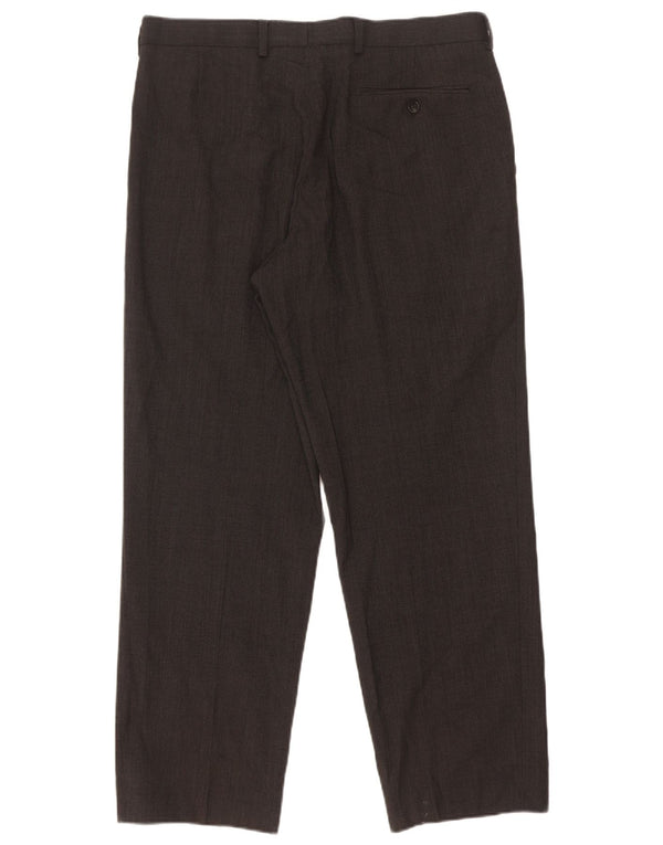 Marks & Spencer Pantalón de traje recto para hombre W34 L29 Poliéster gris