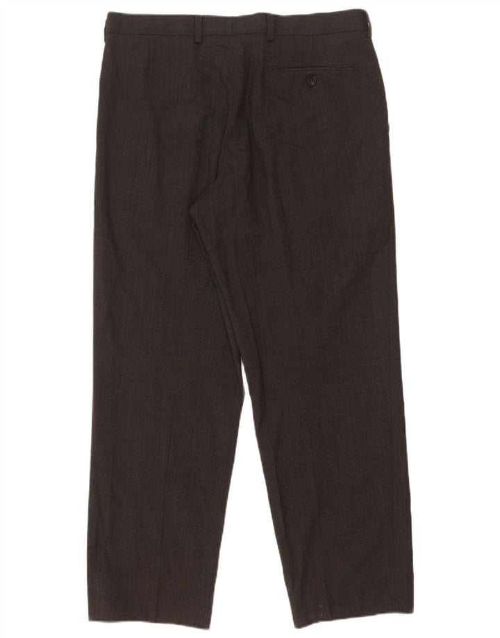 Marks & Spencer Pantalón de traje recto para hombre W34 L29 Poliéster gris