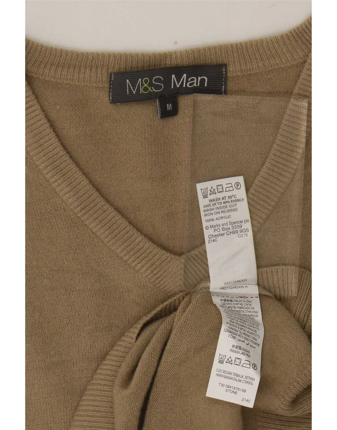 Marks & Spencer Jersey con Cuello en V para Hombre Acrílico Beige Medio