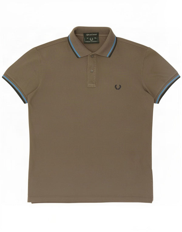 Polo Fred Perry Hombre De Algodón A Rayas Caqui Medio