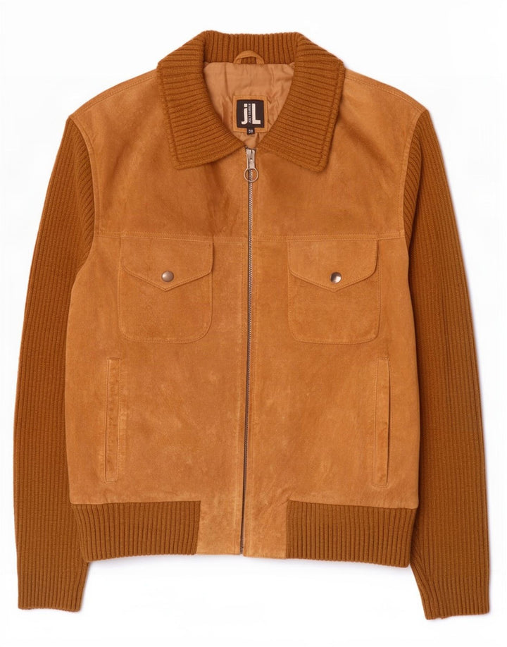 Vintage mujer ante bomber chaqueta IT 50 XL beige colorblock cuero
