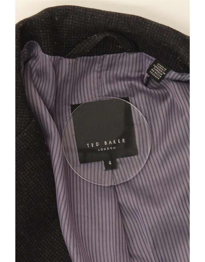 Ted Baker Abrigo militar para hombre Talla 4 Grande Lana gris