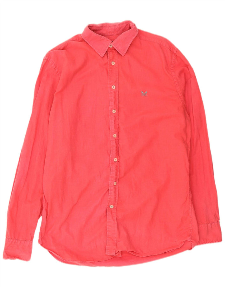Crew Clothing Camisa para hombre Lino rosa medio