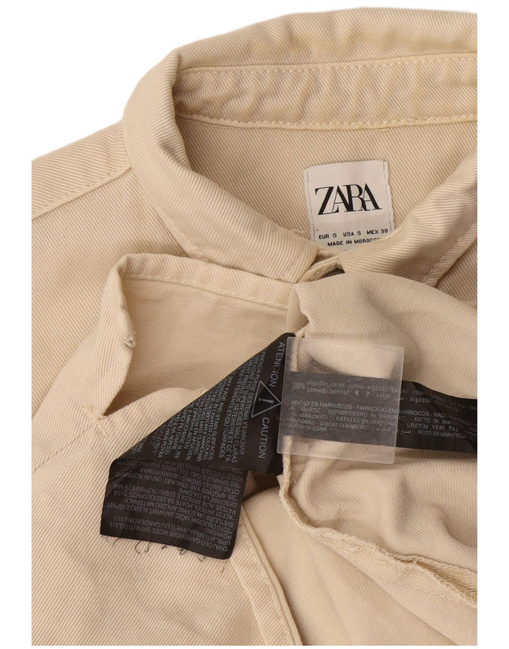 Zara Hombre Camisa Vaquera Small Algodón Beige