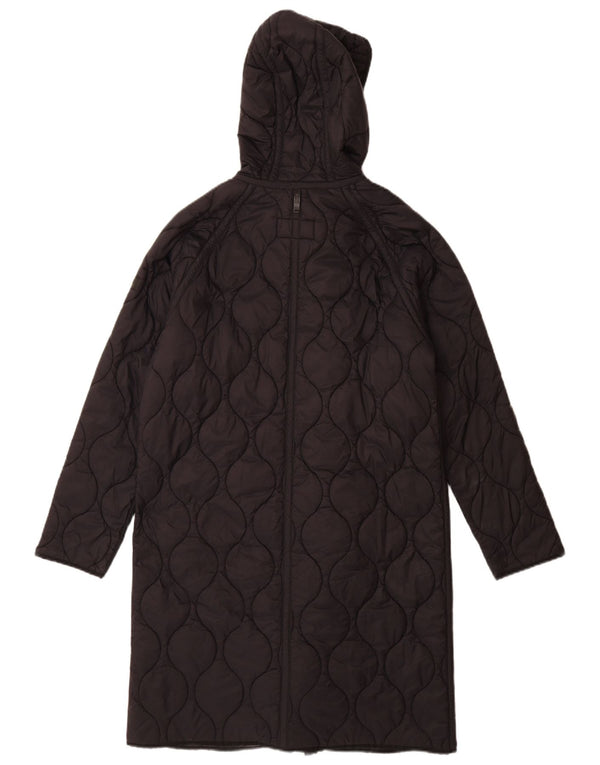 Dkny Abrigo acolchado con capucha de gran tamaño para mujer UK 10 Small Black Nylon