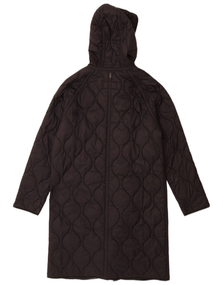 Dkny Abrigo acolchado con capucha de gran tamaño para mujer UK 10 Small Black Nylon