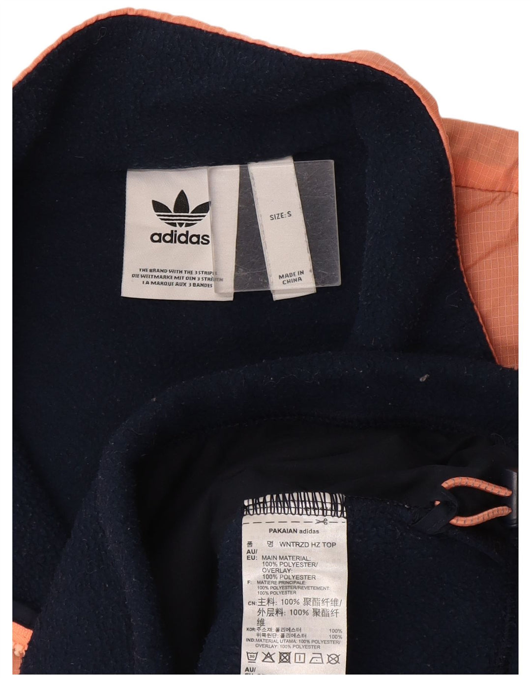 Adidas Jersey De Polar Con Cremallera Para Hombre Pequeño Azul Marino Colorblock Poliéster