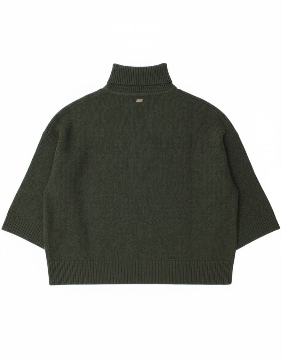 Barbour Mujer Burne Cape Roll Neck Jumper Suéter UK 40 Lana Verde Mediana